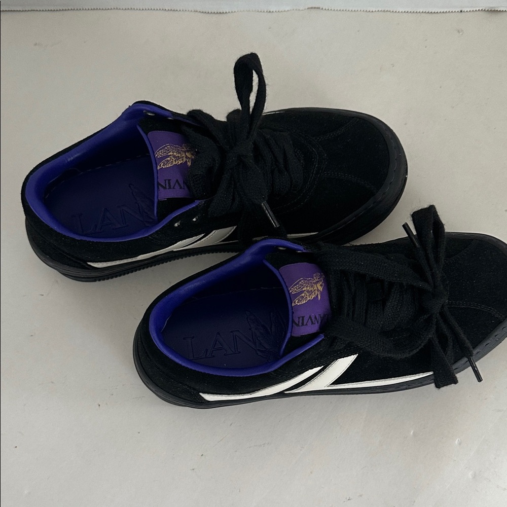 Lanvin women Black and White Sneakers with leather Purple Interior